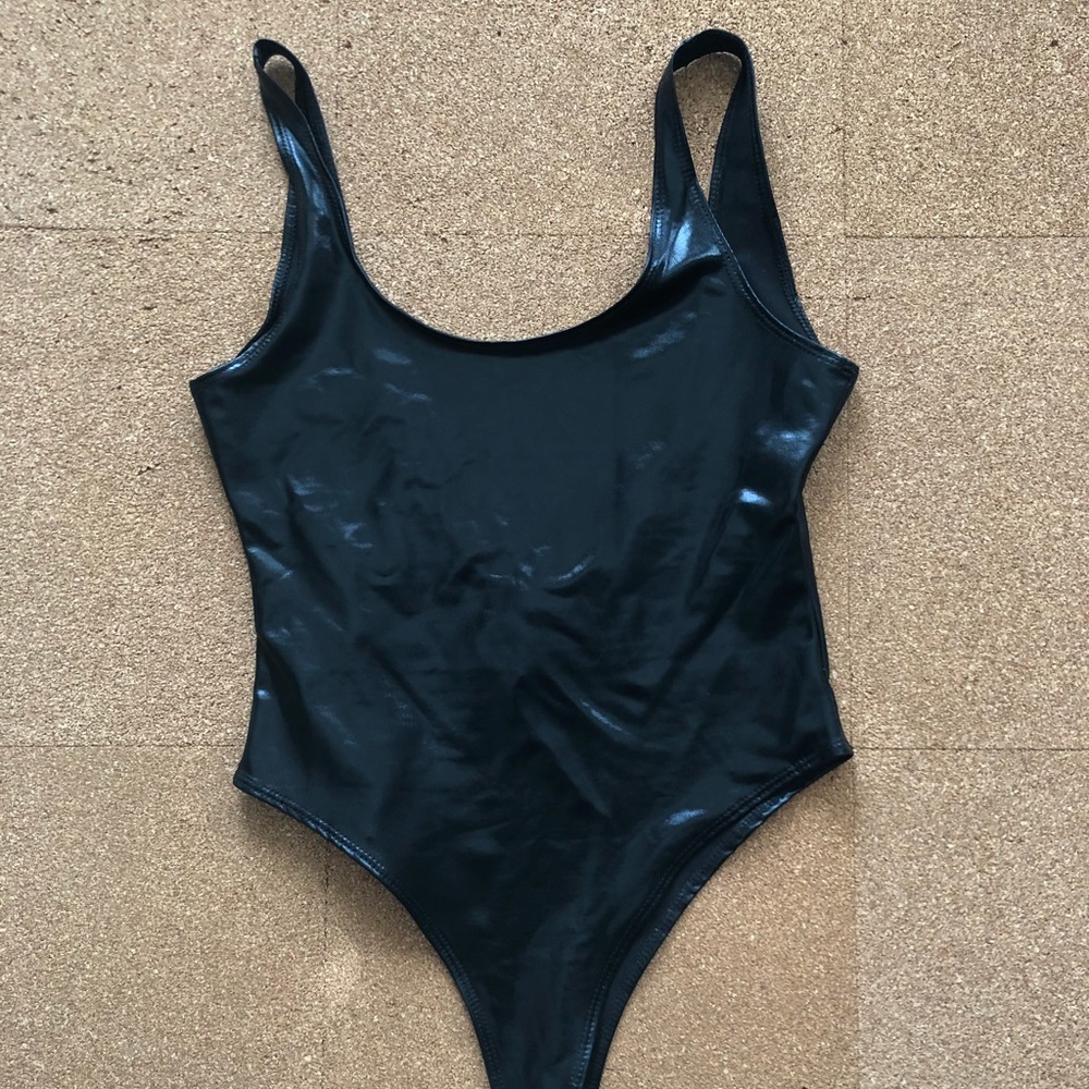 Black pleather bodysuit